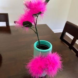 Feather fluff earrings and hair clips hot pink rave
